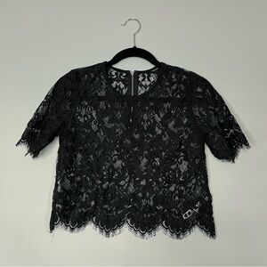 Forever 21 Cropped Black Lace Top Size S Excellent Condition See through